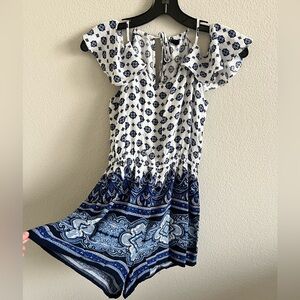 Bebop Clothing Juniors Womens Sun Dress Romper Navy Medium Strappy- Size M